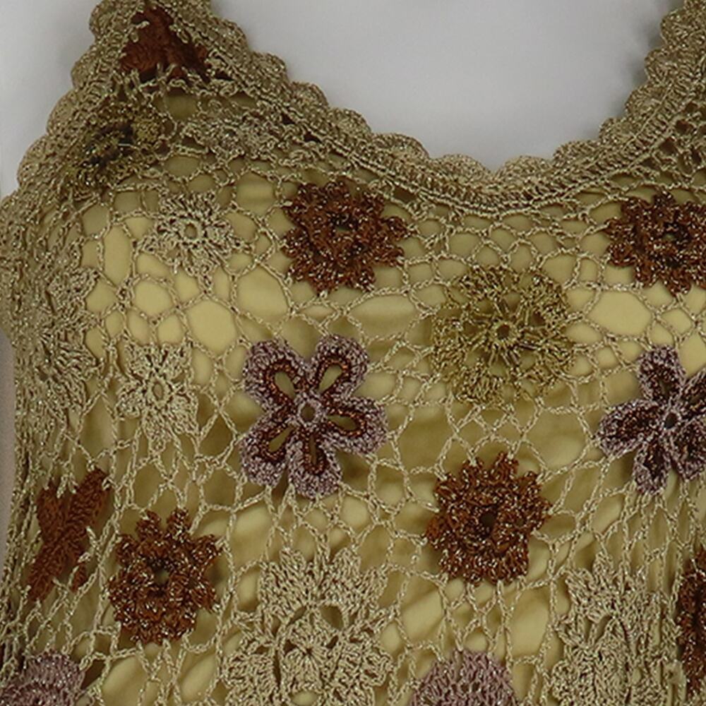 Vintage Sue Wong Granny Crochet Knit Spaghetti Dress S - Picture 12 of 12